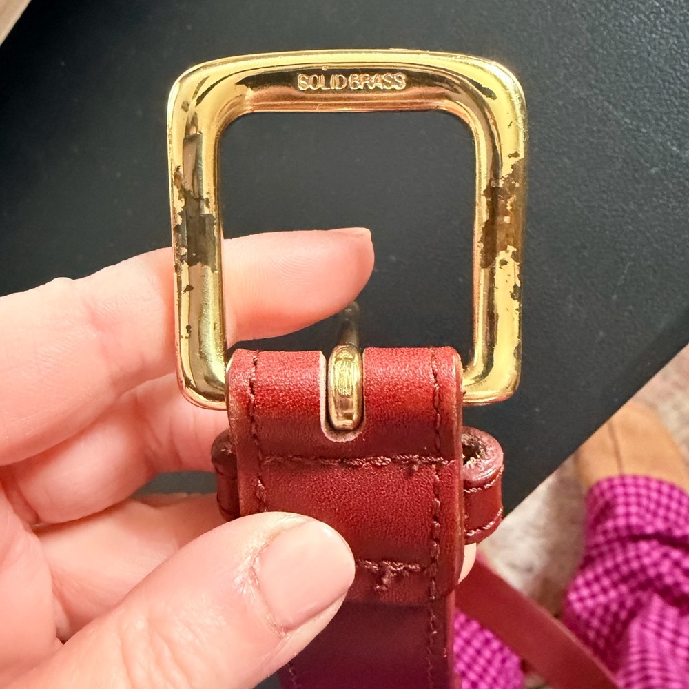 Tucker Blair Red Belt with Dolphin Motif- men’s belt solid brass - Picture 4 of 4